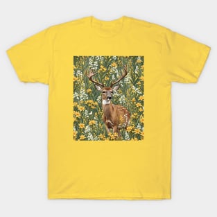 Nebraskan White Tailed Deer Surrounded By Goldenrod 2 T-Shirt